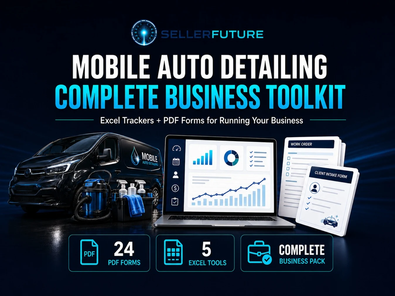 Mobile Auto Detailing Business Toolkit: 24 Fillable PDF Forms + Excel Management System