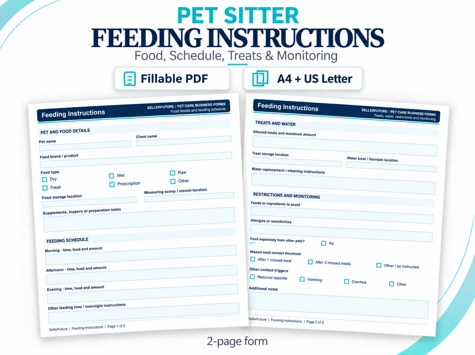 SellerFuture Feeding Instructions fillable PDF product preview