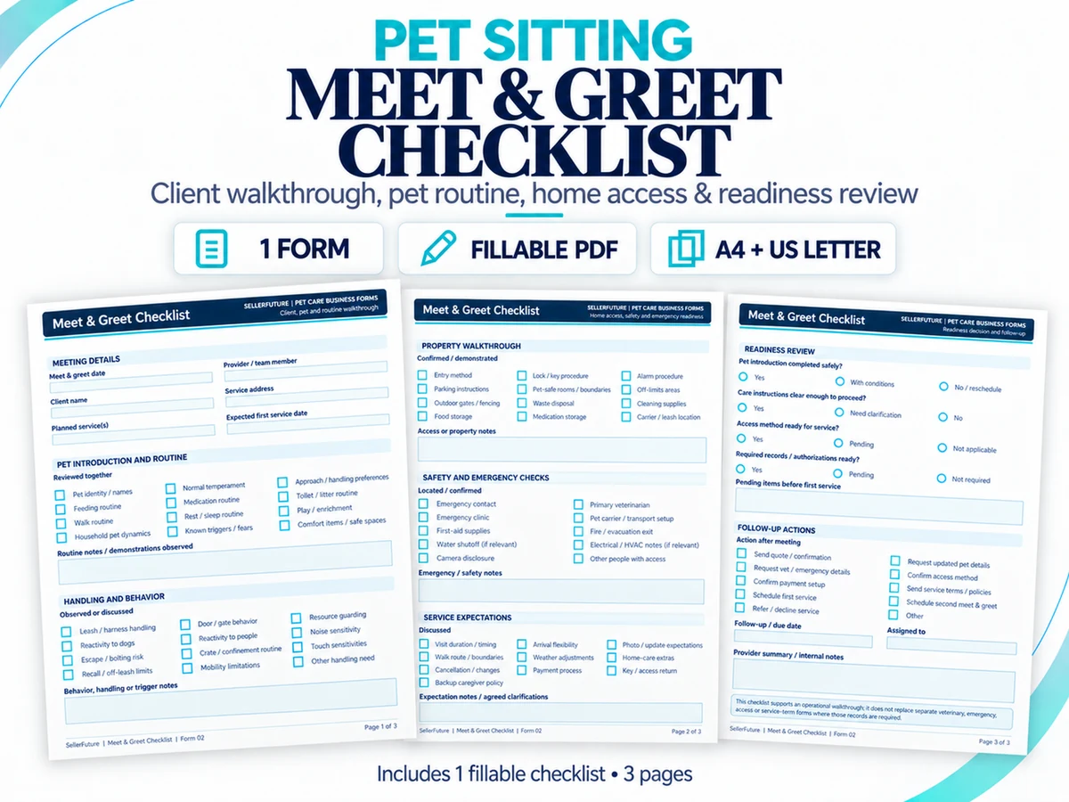 SellerFuture Meet & Greet Checklist fillable PDF product preview