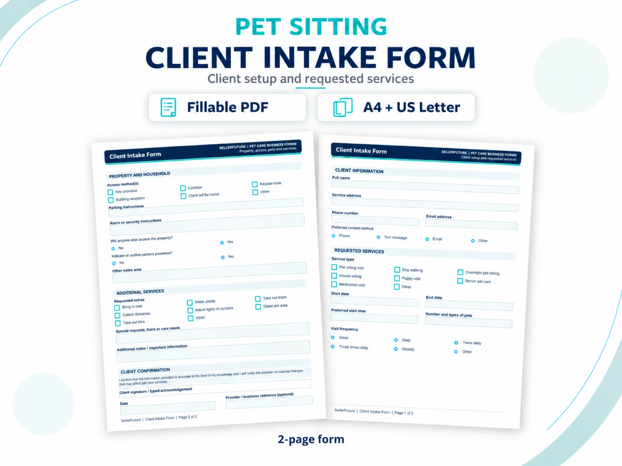 SellerFuture Client Intake Form fillable PDF product preview