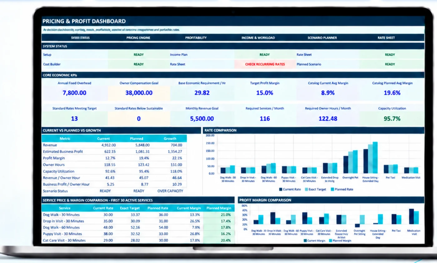 Real SellerFuture Pricing and Profit Planning dashboard